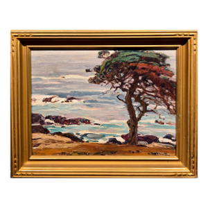 Hanson Puthuff "Monterey Coastal Cypress" Plein Air Impressionist Landscape-1930s Oil Painting