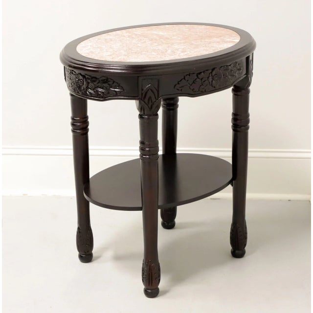 Antique Rosewood Finish Victorian Oval Marble Top Occasional Table A