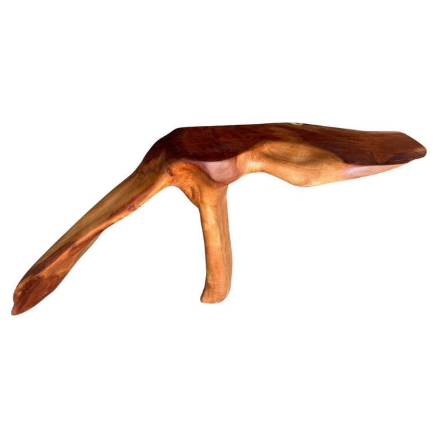 Beautiful reclaimed mahogany wood hand carved sculpture or console table. An impressive piece for any room. Both usable...