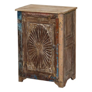 Nightstand Made From Antique Indian Teakwood Architectural Elements For Sale