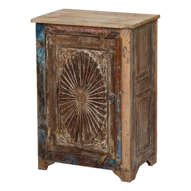 Nightstand Made From Antique Indian Teakwood Architectural Elements For Sale