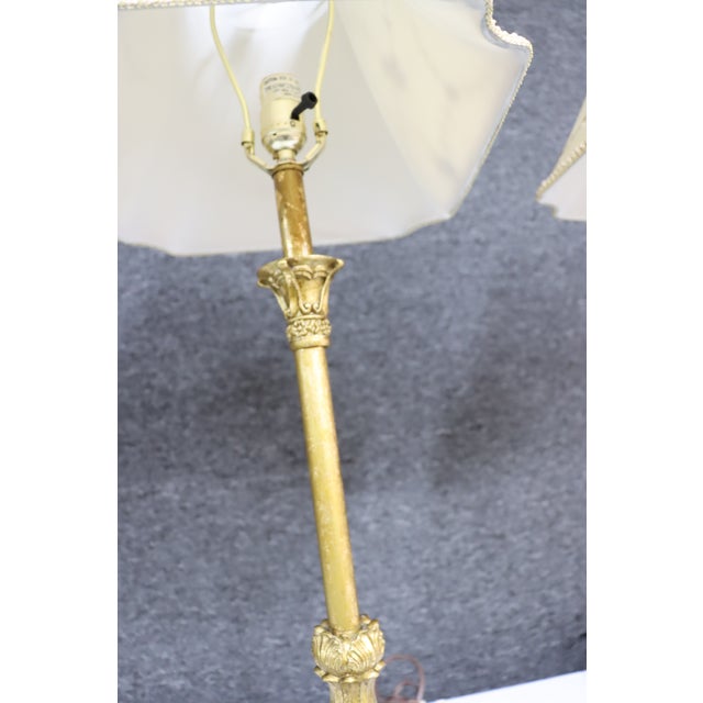 Wood Gold Gilt-Stick Lamps/Pair For Sale - Image 7 of 13