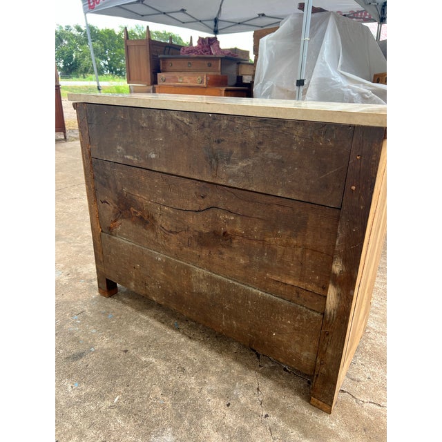 French 18th Century Empire Bleached Walnut Marble Top Commode For Sale - Image 9 of 12