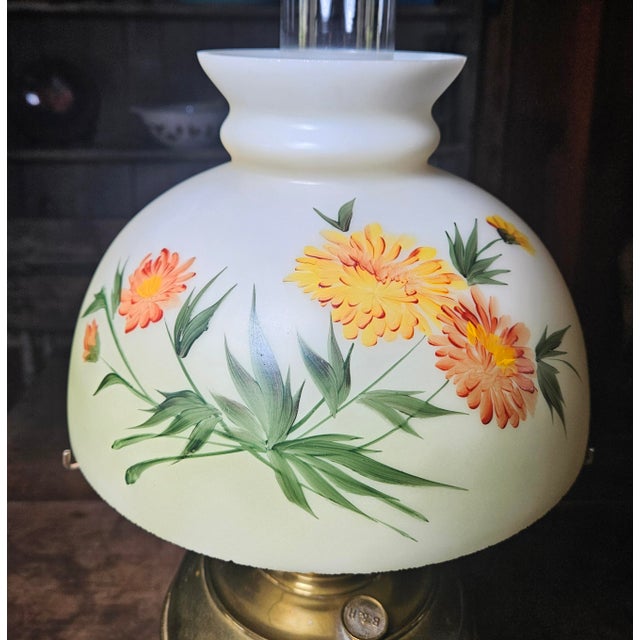 Metal Late 19th Century Bradley and Hubbard Lamp With Original Hand Painted Shade For Sale - Image 7 of 17