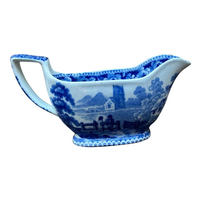 18th Century Bow Porcelain Factory Blue & White Sauceboat For Sale