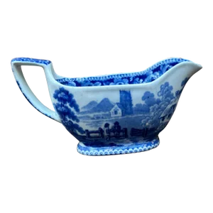 18th Century Bow Porcelain Factory Blue & White Sauceboat