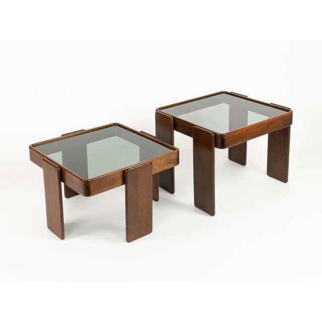 Wood and Glass Nesting Tables by Gianfranco Frattini, Italy, 1970s, Set of 3 For Sale - Image 6 of 18