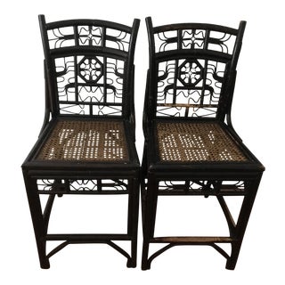 1980s Vintage Bamboo Bar Stools - A Pair For Sale