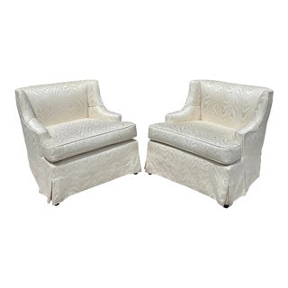 Vintage Pair of Hollywood Regency Upholstered Club Chairs For Sale