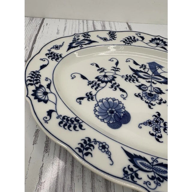1980's Blue Danube 12 in X 8.5 In. Oval Serving Platter For Sale - Image 6 of 6