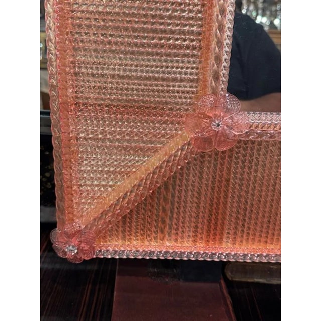 Modern Pink Twist Murano Glass Mirror For Sale - Image 4 of 6