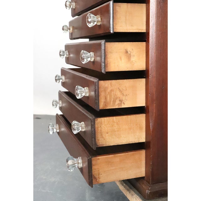 Mid 20th Century Antique Walnut Ten Drawer Optometrist's Cabinet For Sale - Image 5 of 14