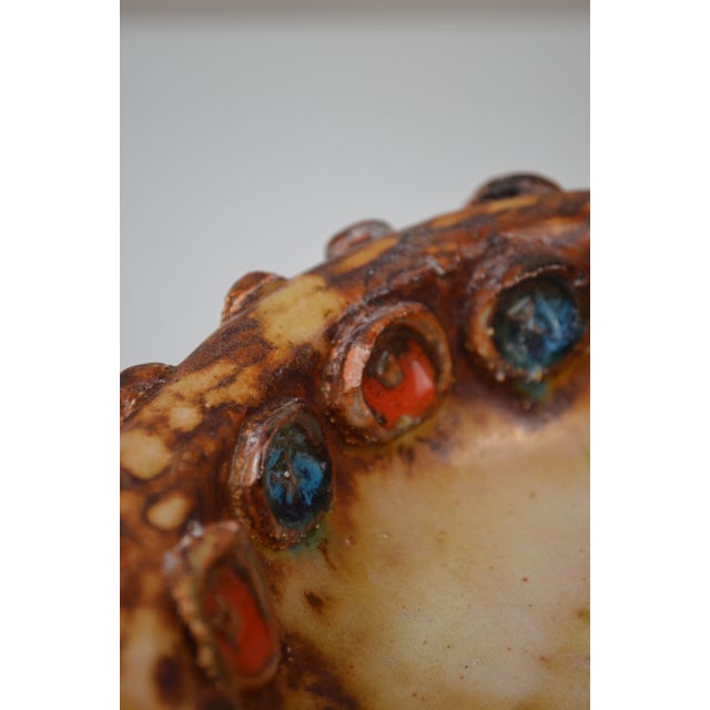 Glazed Ceramic Bowl with Cabochons from La Roue, France, 1960s For Sale - Image 12 of 13