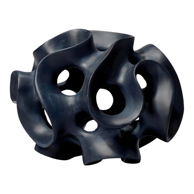 Ribbon Sphere in Black Resin For Sale