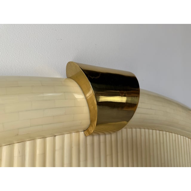 1990s 1990’s Jimeco Ltda Tessellated Bone King Headboard With Brass Accent For Sale - Image 5 of 11