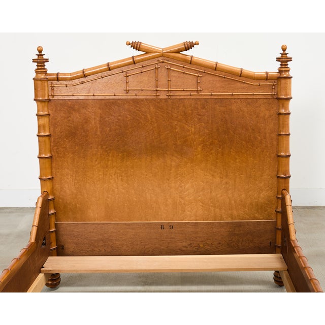 Late 19th Century 19th Century English Aesthetic Movement Faux Bamboo Maple Bed For Sale - Image 5 of 18