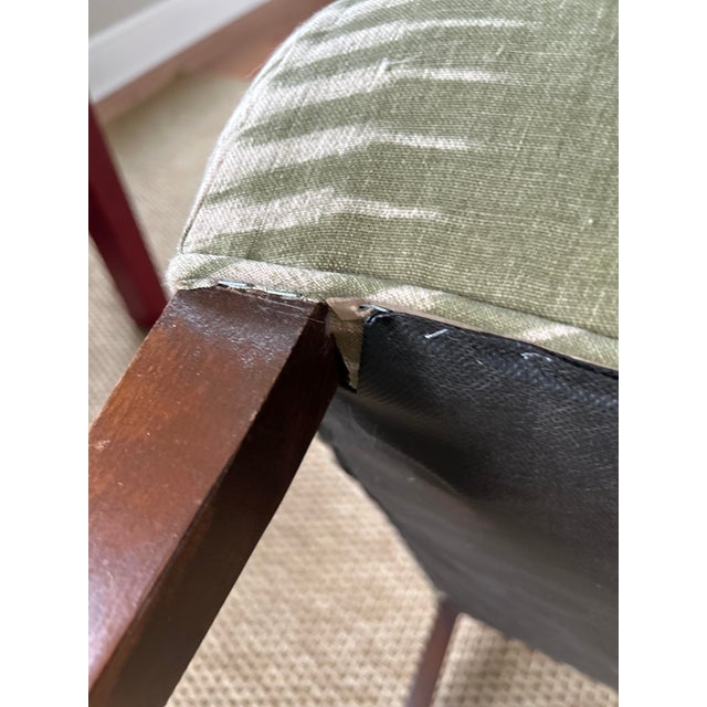 a vintage slipper chair that has been updated and re-upholsterd in a peter funham ikat fabric. this is a very nice small...