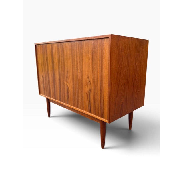 Danish Teak Four-Drawer Dresser | Arne Vodder | Sculpted Pulls & Finished Back | C. 1960s, Attributed For Sale - Image 10 of 13