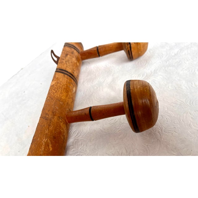 Early 1900s French Faux Bamboo Four Peg Coat/Hat Rack For Sale - Image 4 of 12