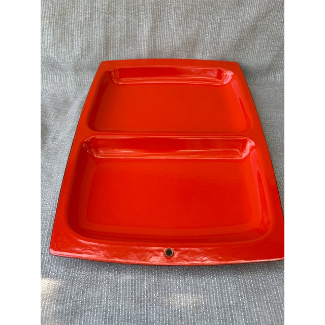 Paint MCM Orange Enamel Divided Tray For Sale - Image 7 of 14