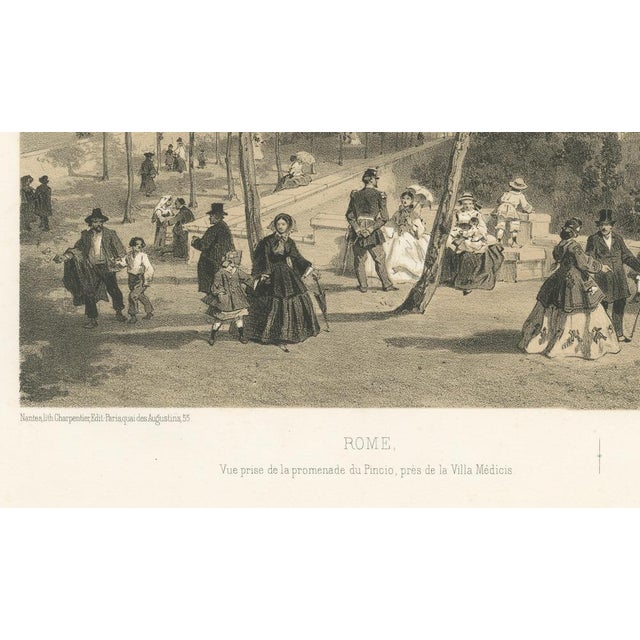 Benoist, Rome City Panorama from the Pincio Promenade Scene, 1869, Print For Sale - Image 6 of 10