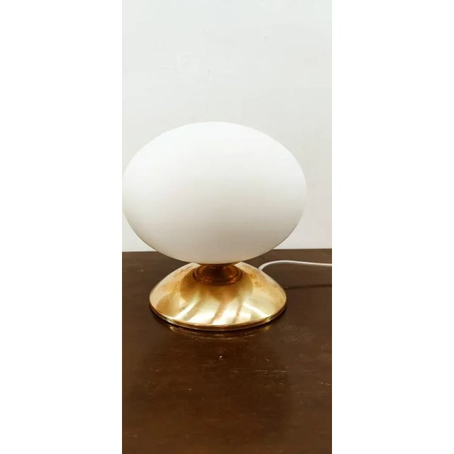 Mid-Century Modern Oval Brass & Glass Lamp For Sale - Image 3 of 12