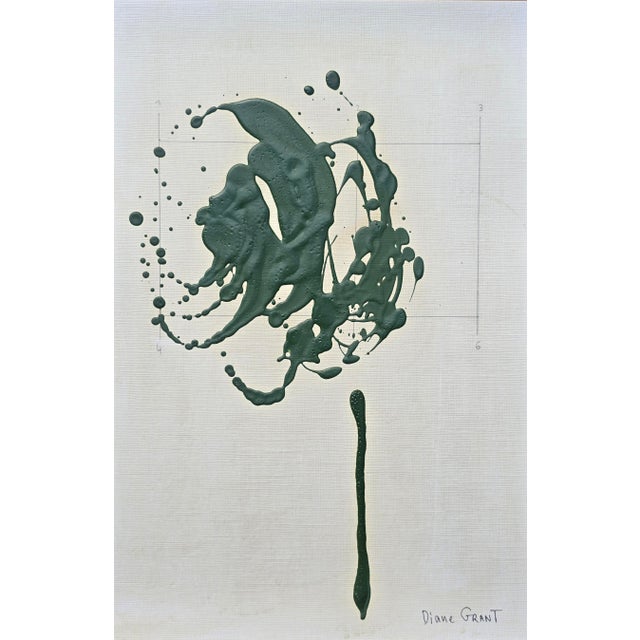 Set of 4 - One-of-a-Kind Dark Green Botanical Organic Modern Original Oil Paintings / Herbarium / Floral For Sale - Image 4 of 9