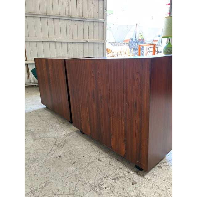 Wood Mid Century Modern Brazilian Rosewood Locking Filing Cabinets - A Pair For Sale - Image 7 of 8
