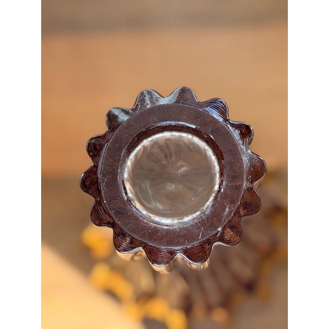 Amber Mid-Century Crown-Rim Crystal Vase, Europe, 1960s–70s For Sale - Image 8 of 10