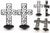 Elegant pair of black metal cross-shaped candle holders featuring beautiful geometric scrollwork and decorative spiral...