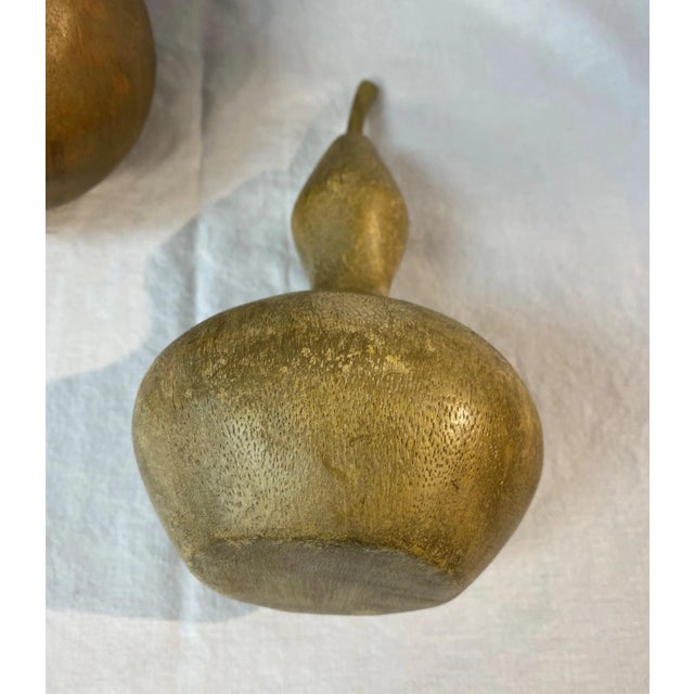 1980s Vintage 1980s Wooden Vegetables Painted Gold - Set of 3 For Sale - Image 5 of 7