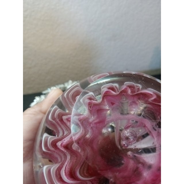1980s 1980s Gorgeous Signed Adam Jablonski Poland Pink Swirl Large Paperweight For Sale - Image 5 of 7