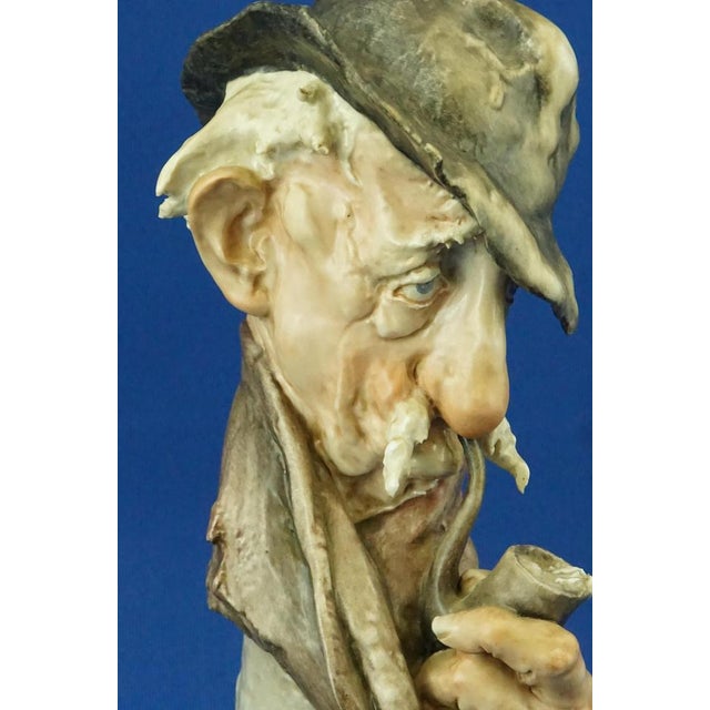 20th Century Ironic Bust of an Elderly Man with a Pipe by Giuseppe Cappè for Capodimonte, Italy, 1950s For Sale - Image 11 of 18