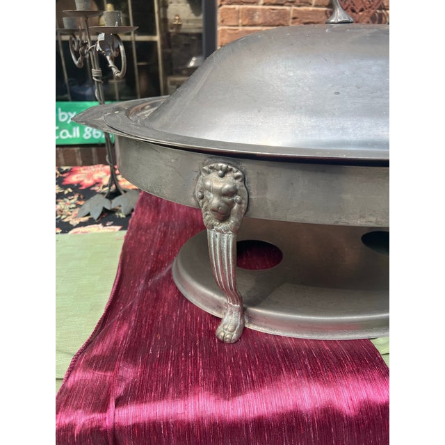 Up for consideration is a beautiful silver serving platter with Lion details. This would look lovely on display in your...