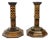 Antique Italian Marquetry Inlaid Wood Candlesticks – Pair With Octagonal Bases For Sale