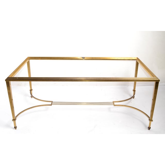 Bronze 1940 French Attributed to Maison Jansen Solid Patinated Bronze Glass Neoclassical Coffee Table For Sale - Image 8 of 18