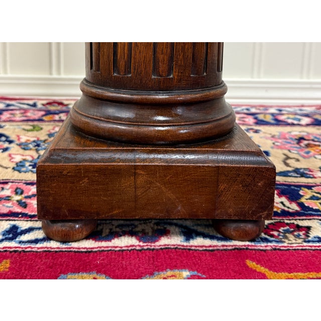 Antique French Oak Corinthian Column Pedestal Plant Stand Newel Post For Sale - Image 11 of 16