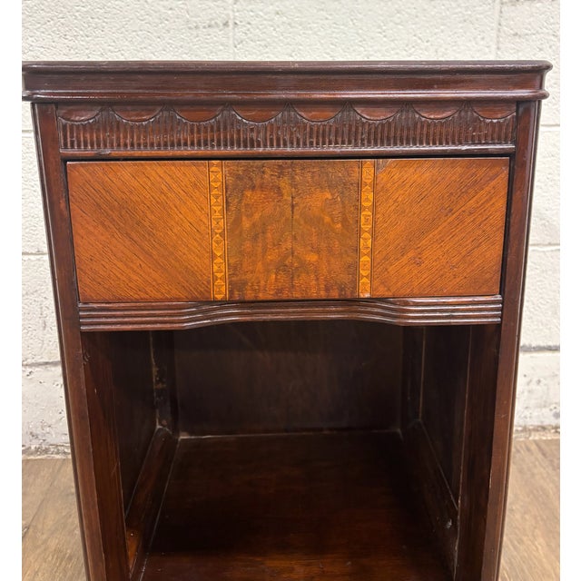 Wood Vintage Art Deco Inlaid Nightstand Side Table End Table For Sale - Image 7 of 12
