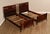 Elegant Pair of Vintage Twin Beds Crafted in Rich Mahogany Veneer, Featuring Shaped Headboards with Decorative Pierced...