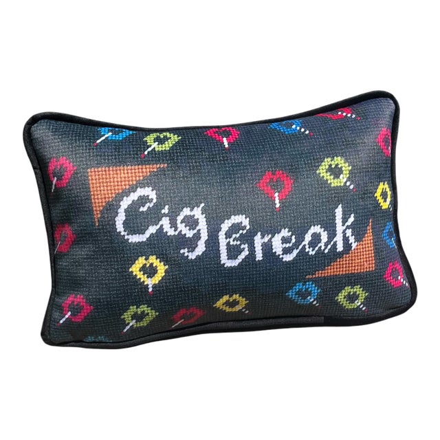 Velvet "Cig Break" Custom Made Pillow, Original For Sale