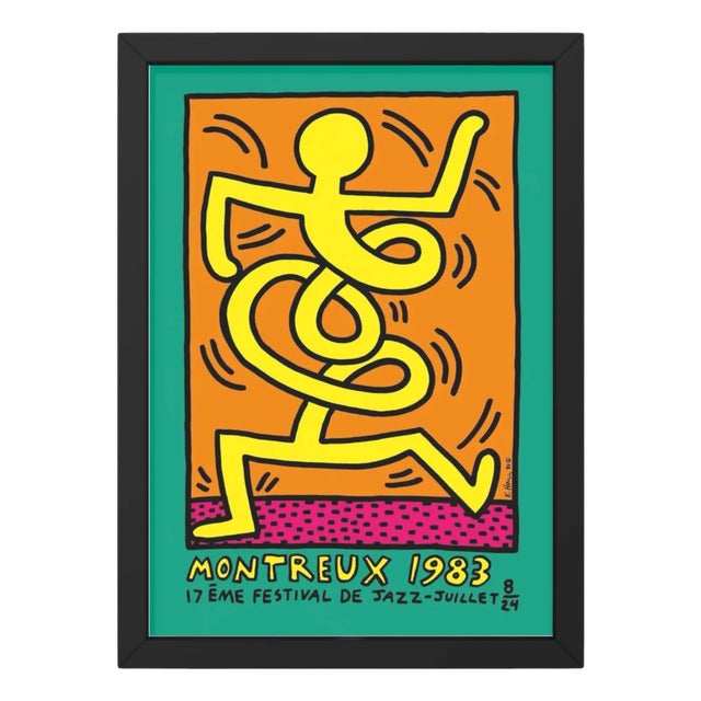 Montreux Jazz Festival Poster in Green by Keith Haring, 1983 For Sale