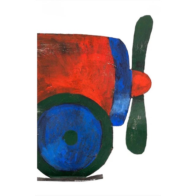 Red Early 20th Century Seymour Chwast, Pilots in Plane Painting on Metal Sculpture Wall Hanging Seymour Chwast Airplane For Sale - Image 8 of 18