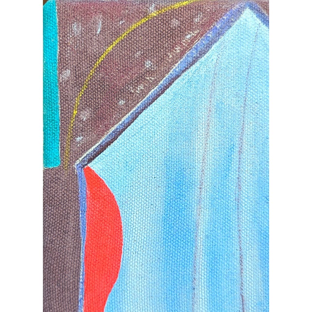 Contemporary Jessica Simorte "Curtain" Contemporary Colorful Abstract Mixed Media Interior Space Painting, 2022 For Sale - Image 3 of 8