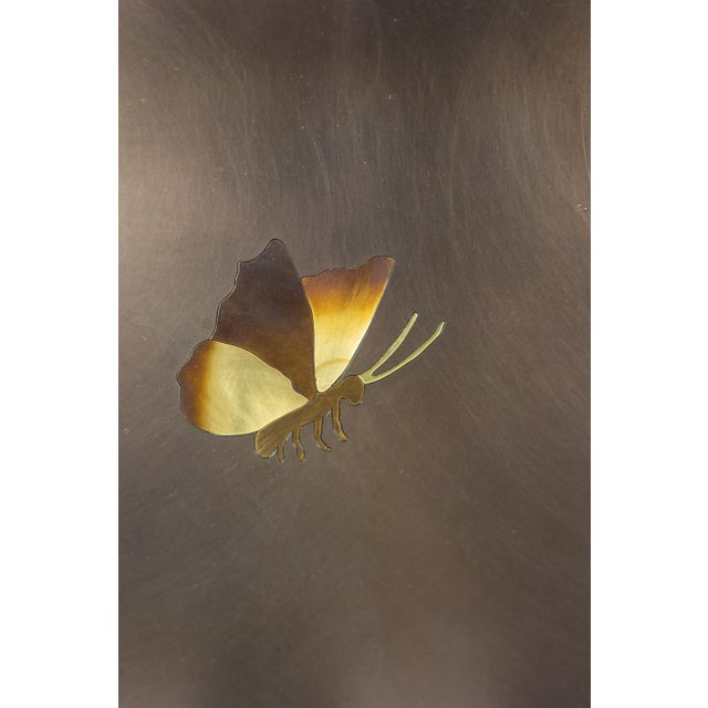 Decorative panel in the scagliola genre, entitled "Opus II", in brass marquetry. Contemporary French artisanal work. This...