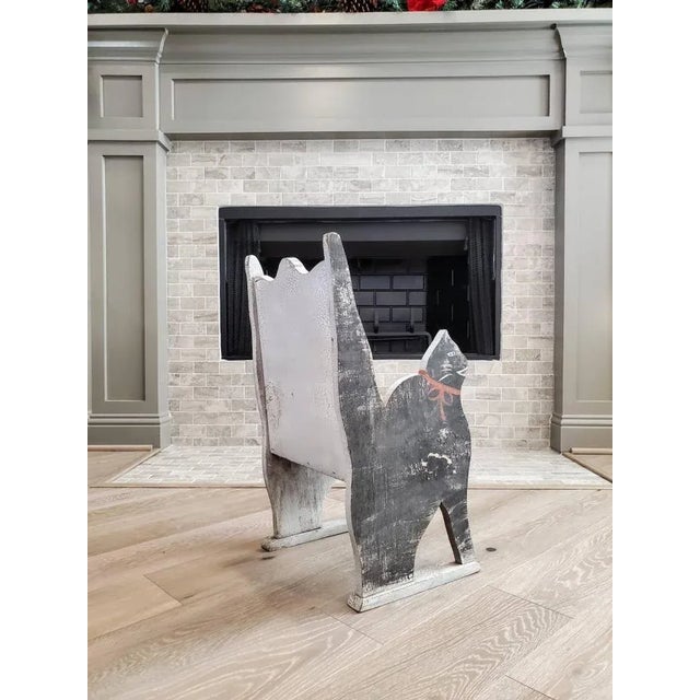 Wood Antique American Painted Cat Childs Chair For Sale - Image 7 of 11