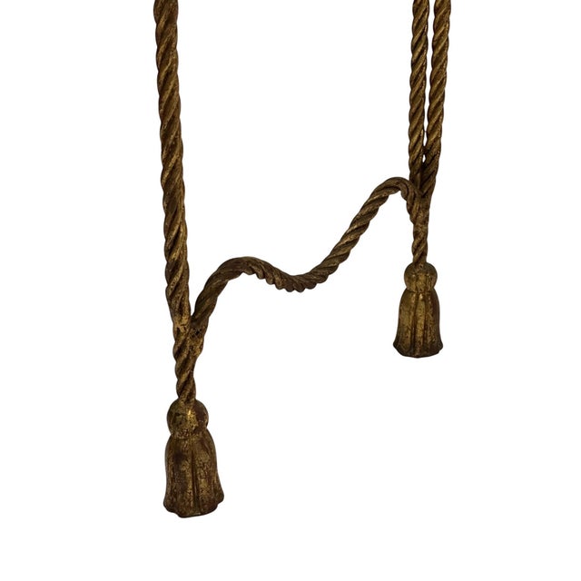 1950s Gilt Hollywood Regency Rope & Tassel Metal and Glass Nesting Tables For Sale - Image 18 of 18