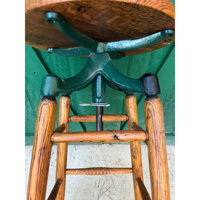 Antique Oak Cast Iron Draftsman Drafting Stool Chairish