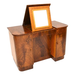 Art Deco Figured Walnut Dressing Table, 1930s For Sale