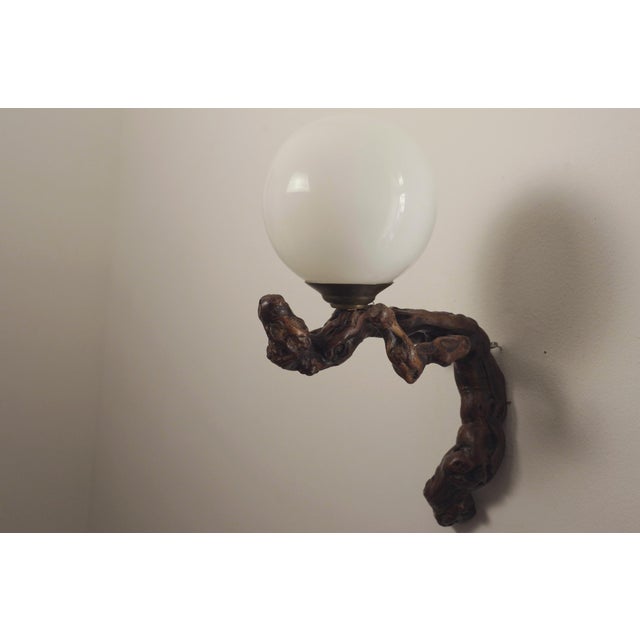 Vintage Organic Brutalist Vine Root Wall Lamp with Globe, 1960s For Sale - Image 13 of 18