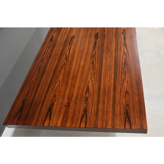 Brown 1970s Roger Sprunger for Dunbar 84” Rosewood and Chrome Executive Desk For Sale - Image 8 of 11